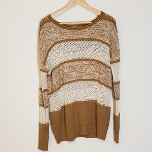 Forever 21Gold metallic cream striped chunky knit